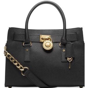 Michael Kors Hamilton Black Saffiano Satchel